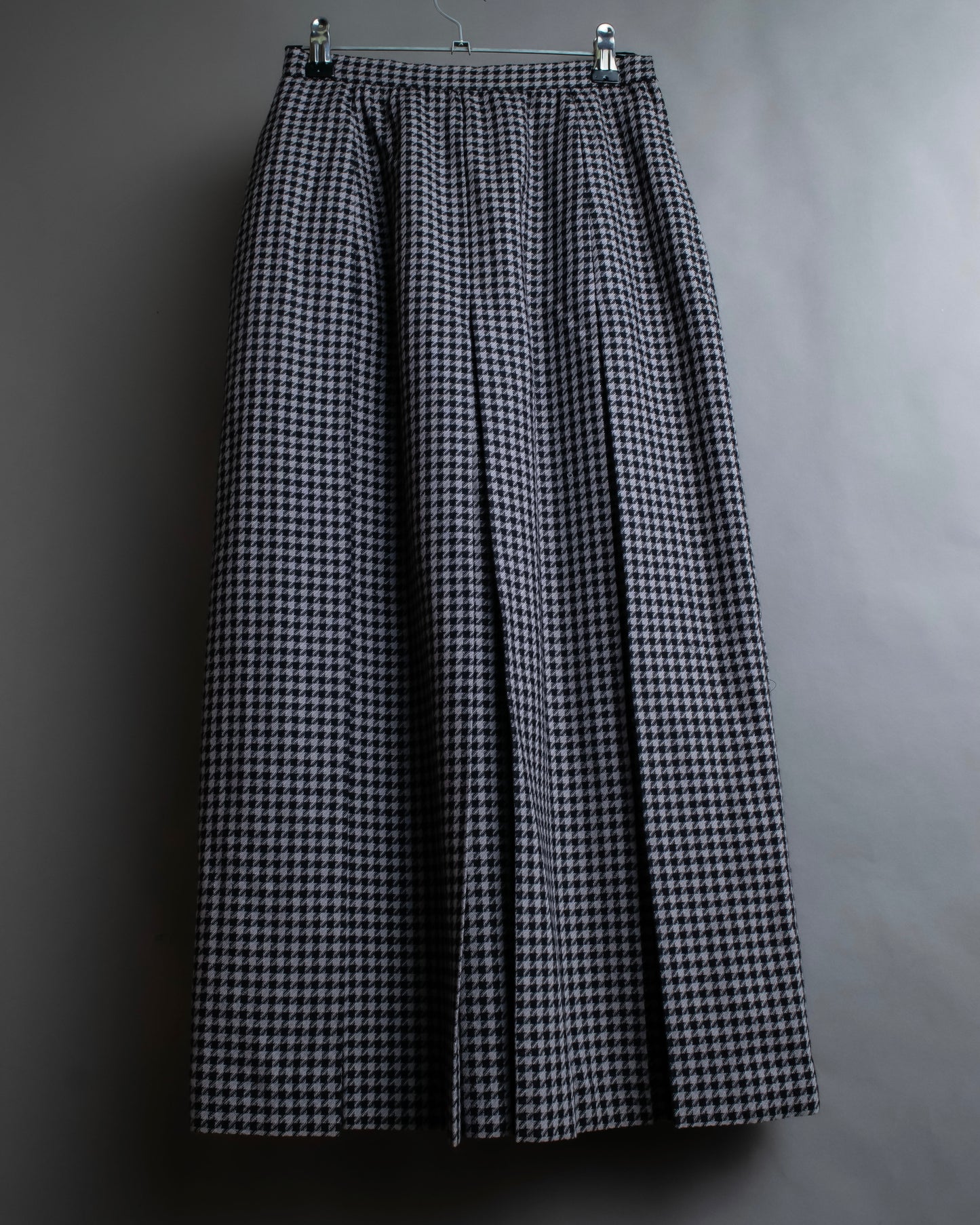 "Christian Dior" Houndstooth pattern wool cropped pleats skirt