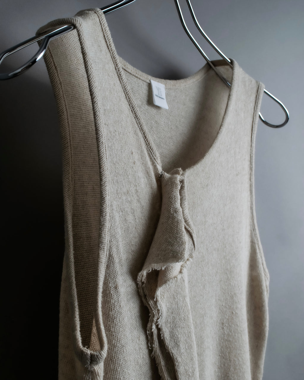 "Y's" Linen cotton mix ruffle design tank top