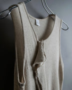 "Y's" Linen cotton mix ruffle design tank top