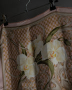 "Christian Dior" Geometric＆arabesque motif silk scarf