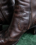 "YVES SAINT LAURENT" Medallion-embellished square heel boots