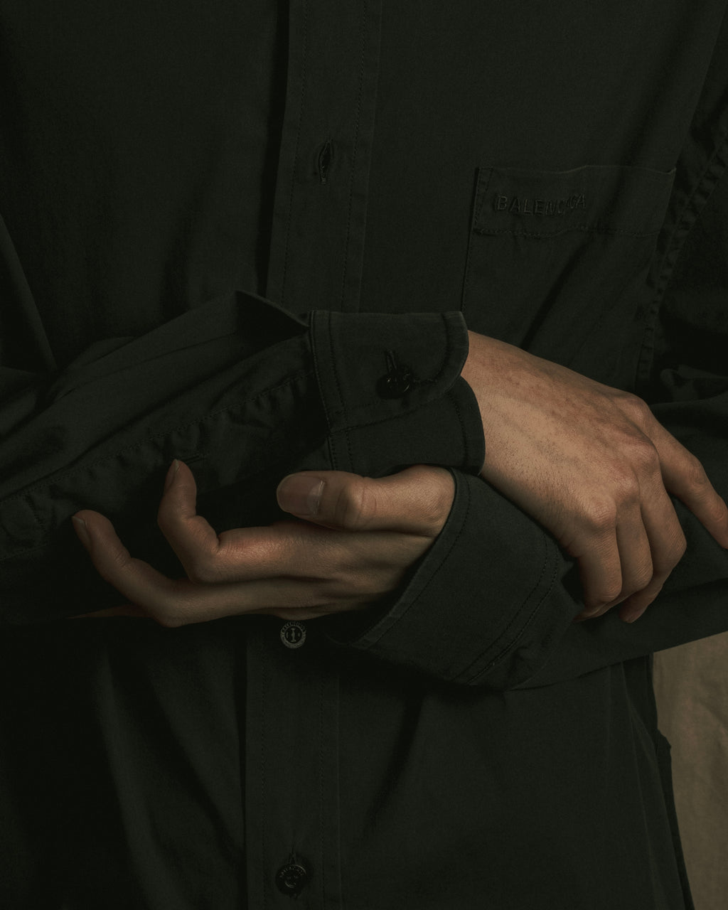 “BALENCIAGA” Button-down collar relaxed shirt