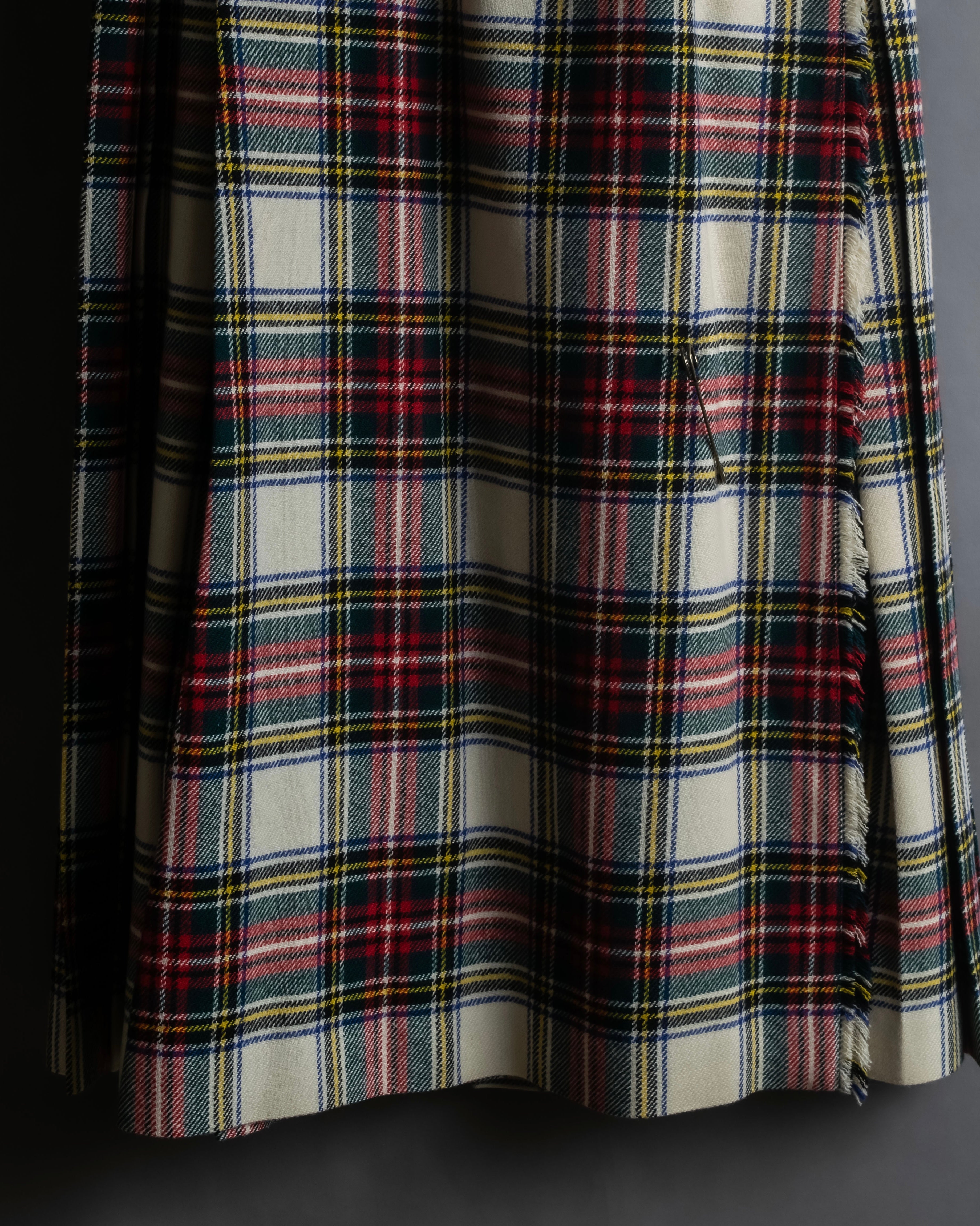"PINK HOUSE" Tartan check pleated wrap skirt