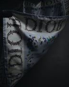 "Christian Dior" 80’s-90’s botanical dior typography silk scarf