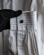 "HERMES" Multi-stripe pattern hand-sewn nuance cotton shirt