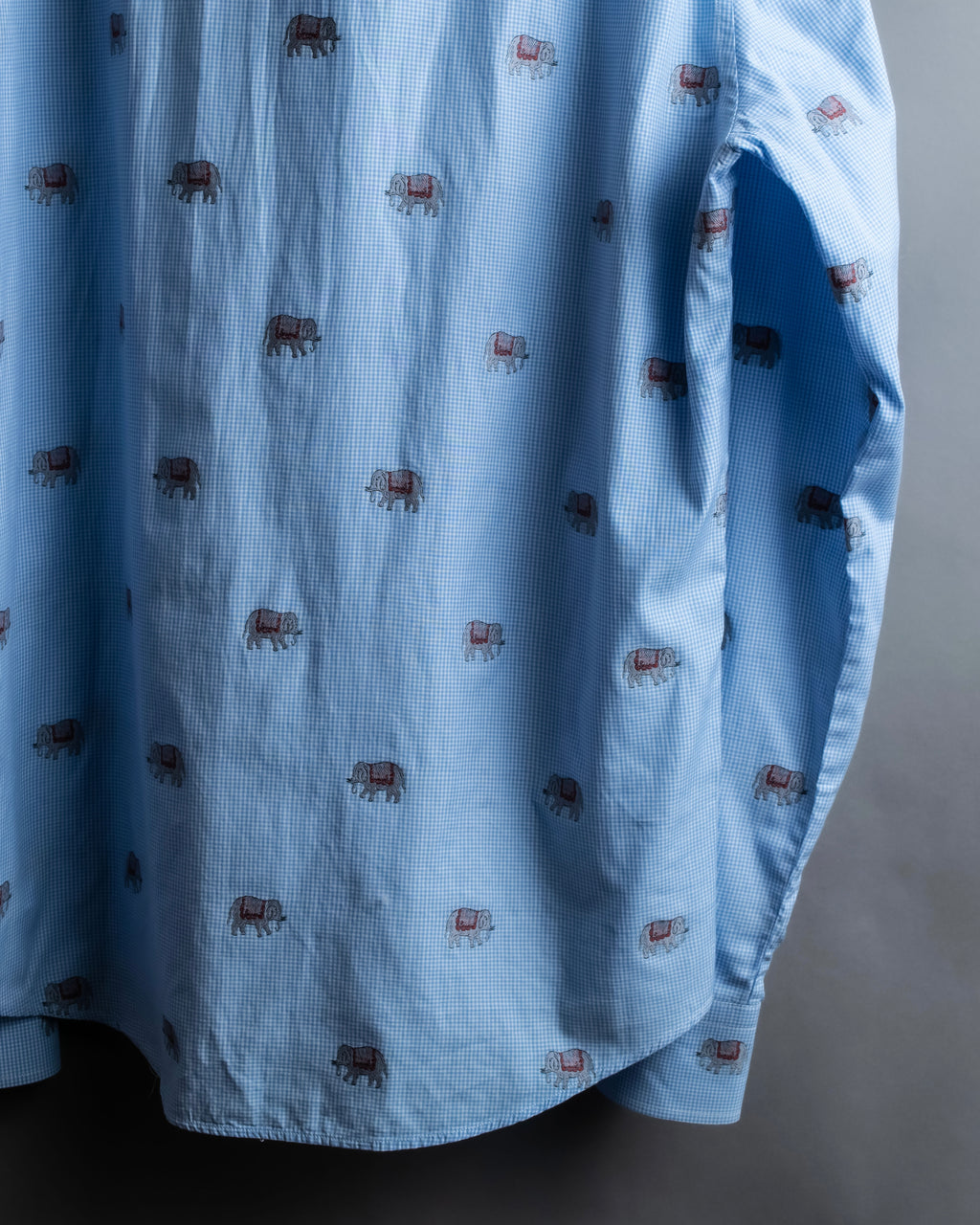 "GUCCI" Michele period elephant pattern sax blue color shirt