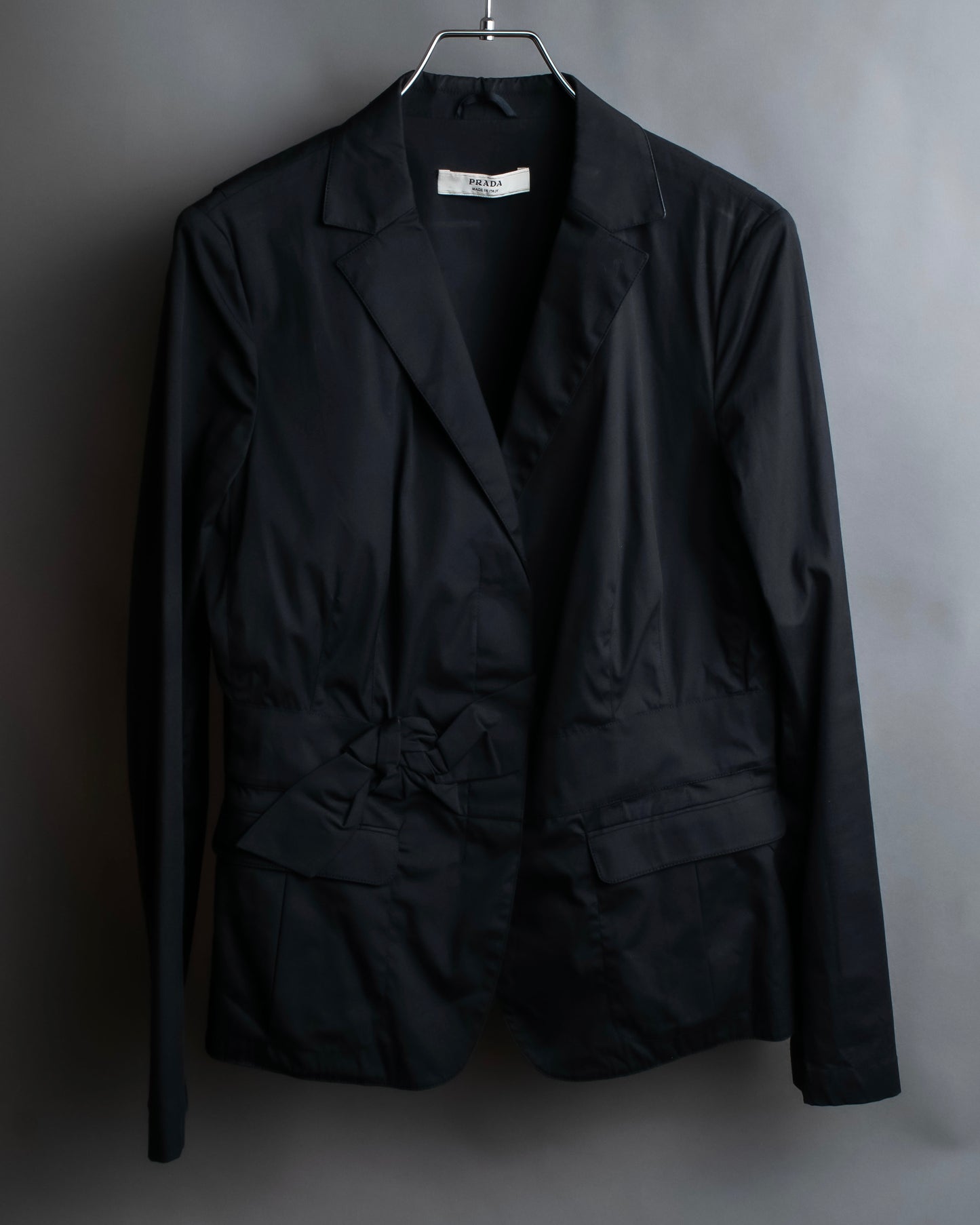 "PRADA" gathered detail cotton tailored jacket