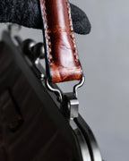 "JEAN PAUL GAULTIER" Logo engraved crocodile embossed 2way leather bag