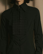 “BURBERRY” Tuxedo bib detail dress shirt
