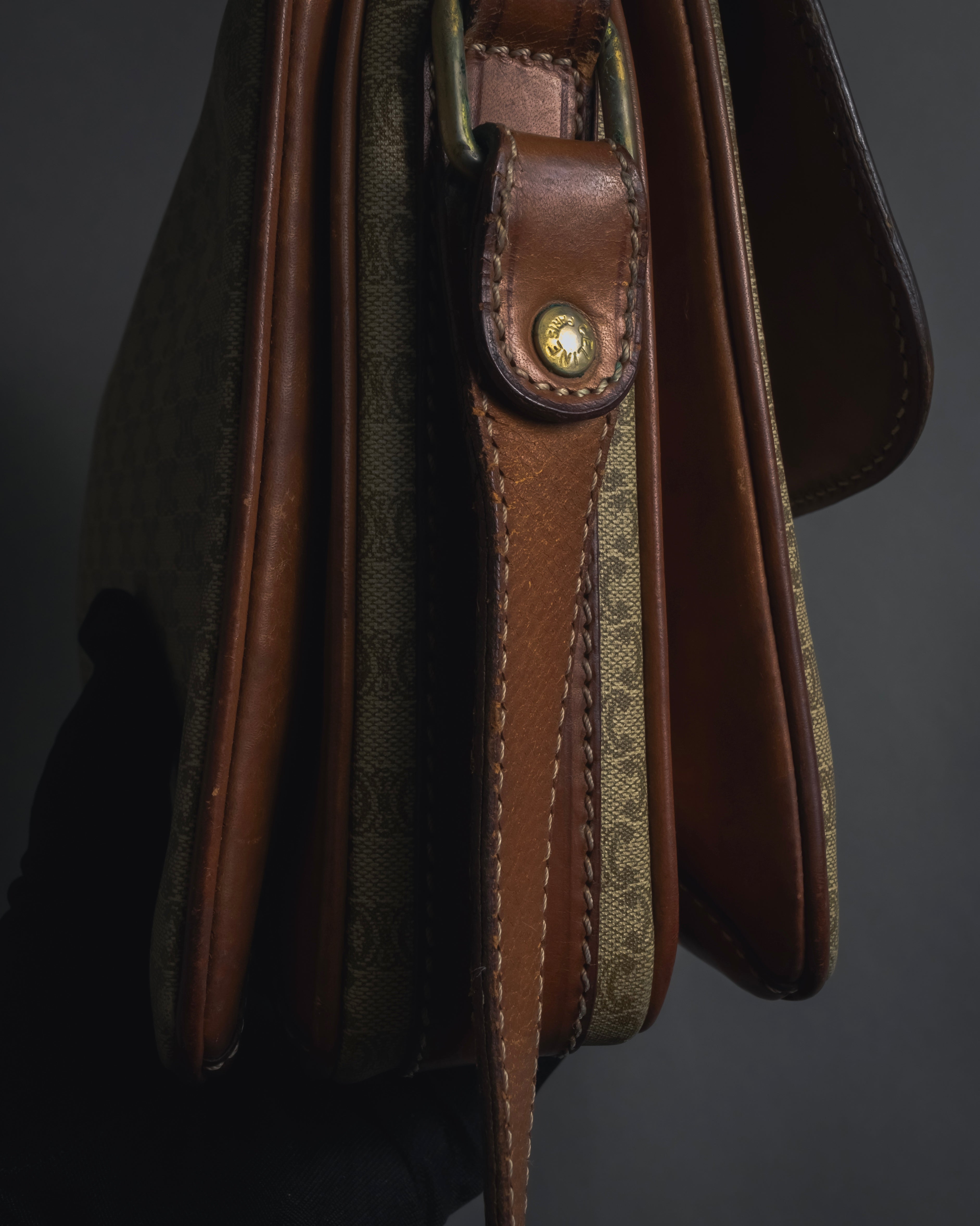 "CELINE" 80’s macadam canvas shoulder bag