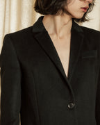 "GUCCI" Michele period solid black wool tailored coat