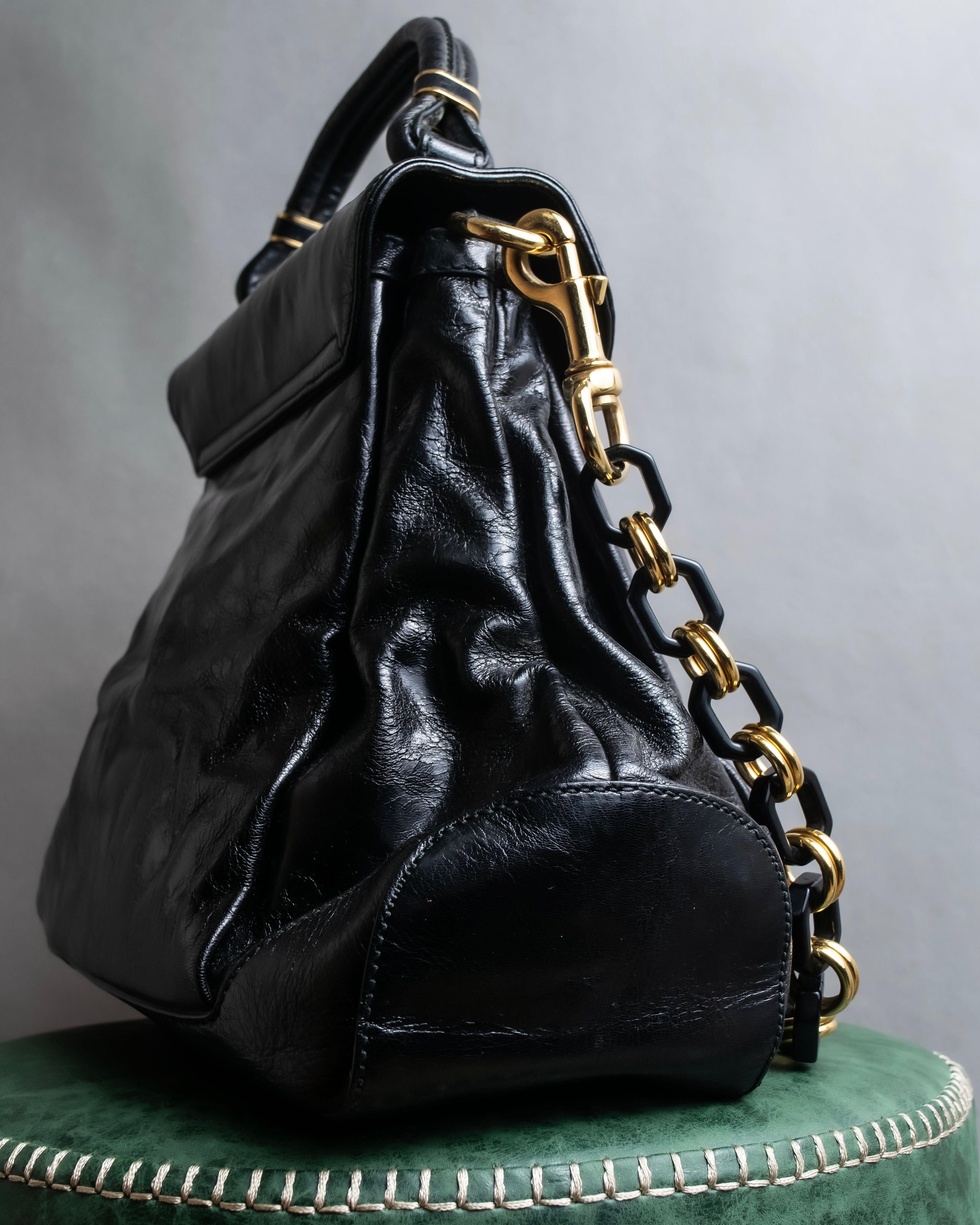 "DOLCE &amp; GABBANA" Gold chain two-way leather bag