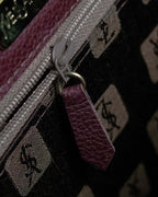 "YVES SAINT LAURENT" Diamond trim design 2way leather handle bag