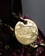 "RED VALENTINO" Flower puzzle motif stud design leather bag