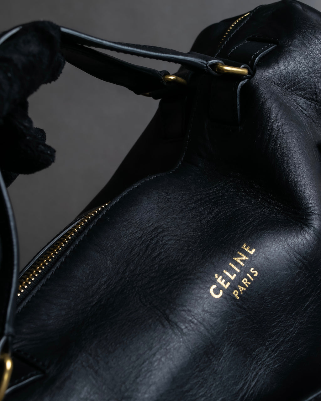 "CELINE" Various studs horizontal leather 2way bag
