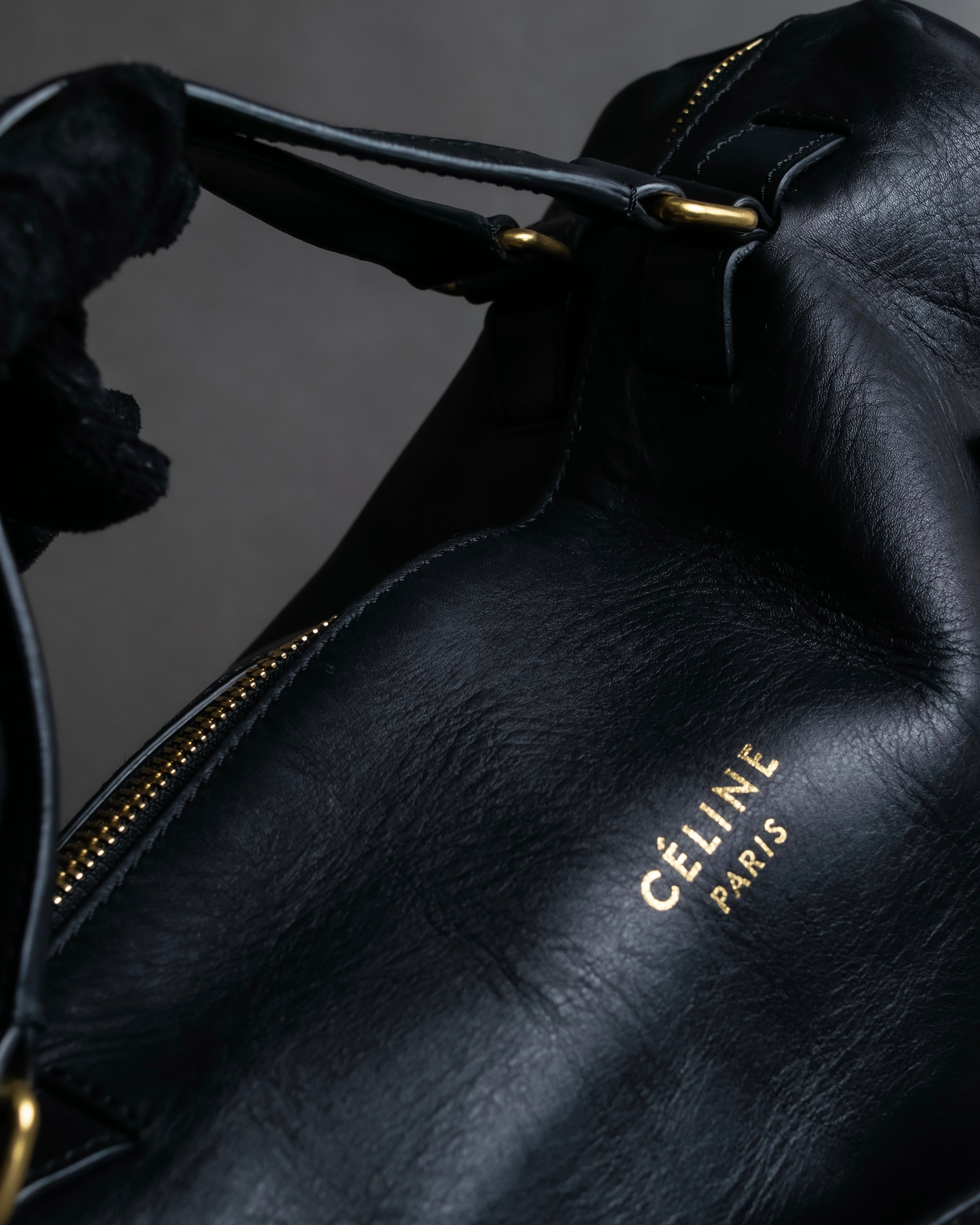 "CELINE" Various studs horizontal leather 2way bag