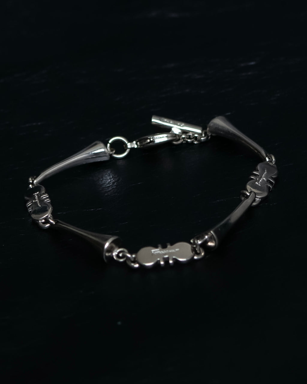 "Salvatore Ferragamo" silver gangini logo chain bracelet