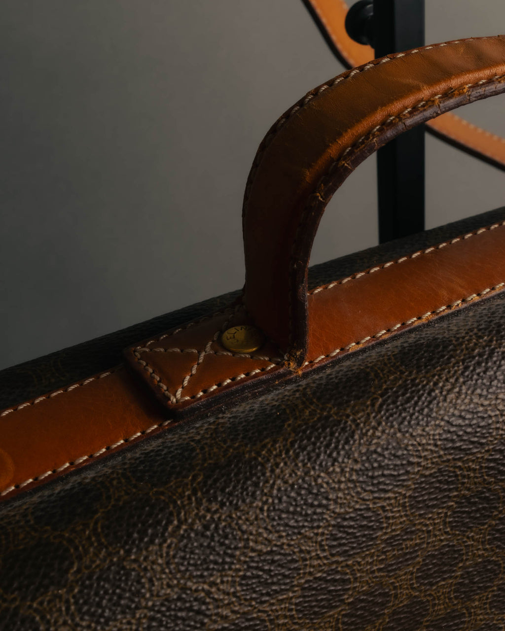 "CELINE" 80's-90's Macadam monogram pvc leather shoulder briefcase