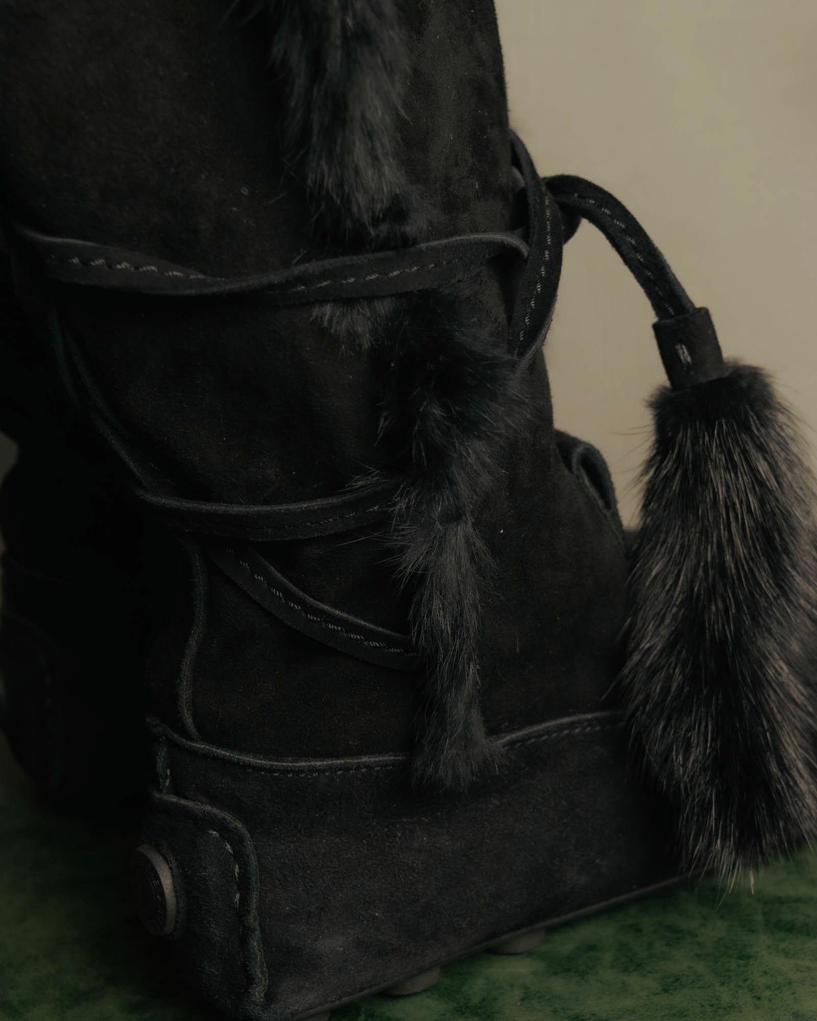 “YVES SAINT LAURENT“ Fur trimmed suede winter boots