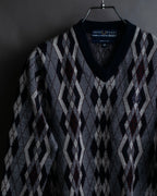 "COMME des GARCONS SHIRT × FRED PERRY" Argyle pattern box silhouette wool knit