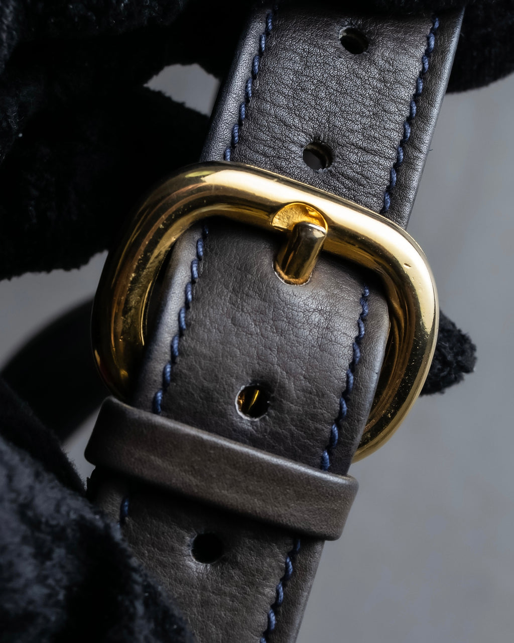 "GUCCI" Dark navy suede leather shoulder bag