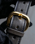 "GUCCI" Dark navy suede leather shoulder bag