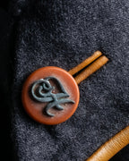 "HERMES" Vintage leather piping design belted tailored jacket