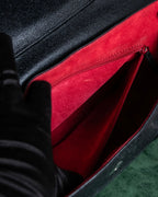 "BVLGARI" Horizontal form engraved logo leather bag