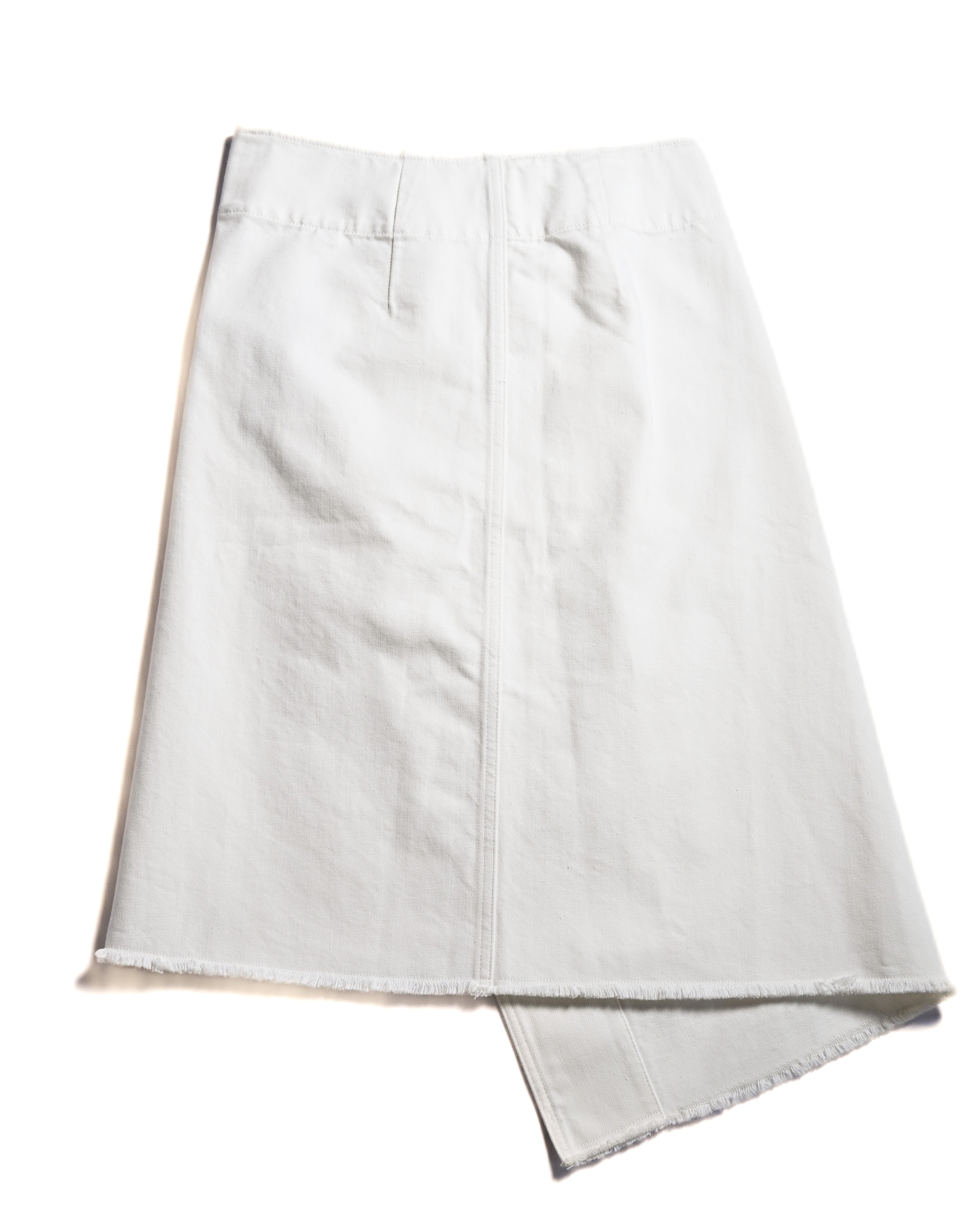 CÉLINE by Phoebe Philo/ Metal Hook Detail Denim Wrap Skirt White