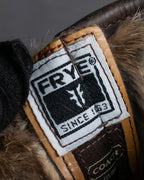 "COACH×FRYE" Brass buckle design shearling lined biker boots