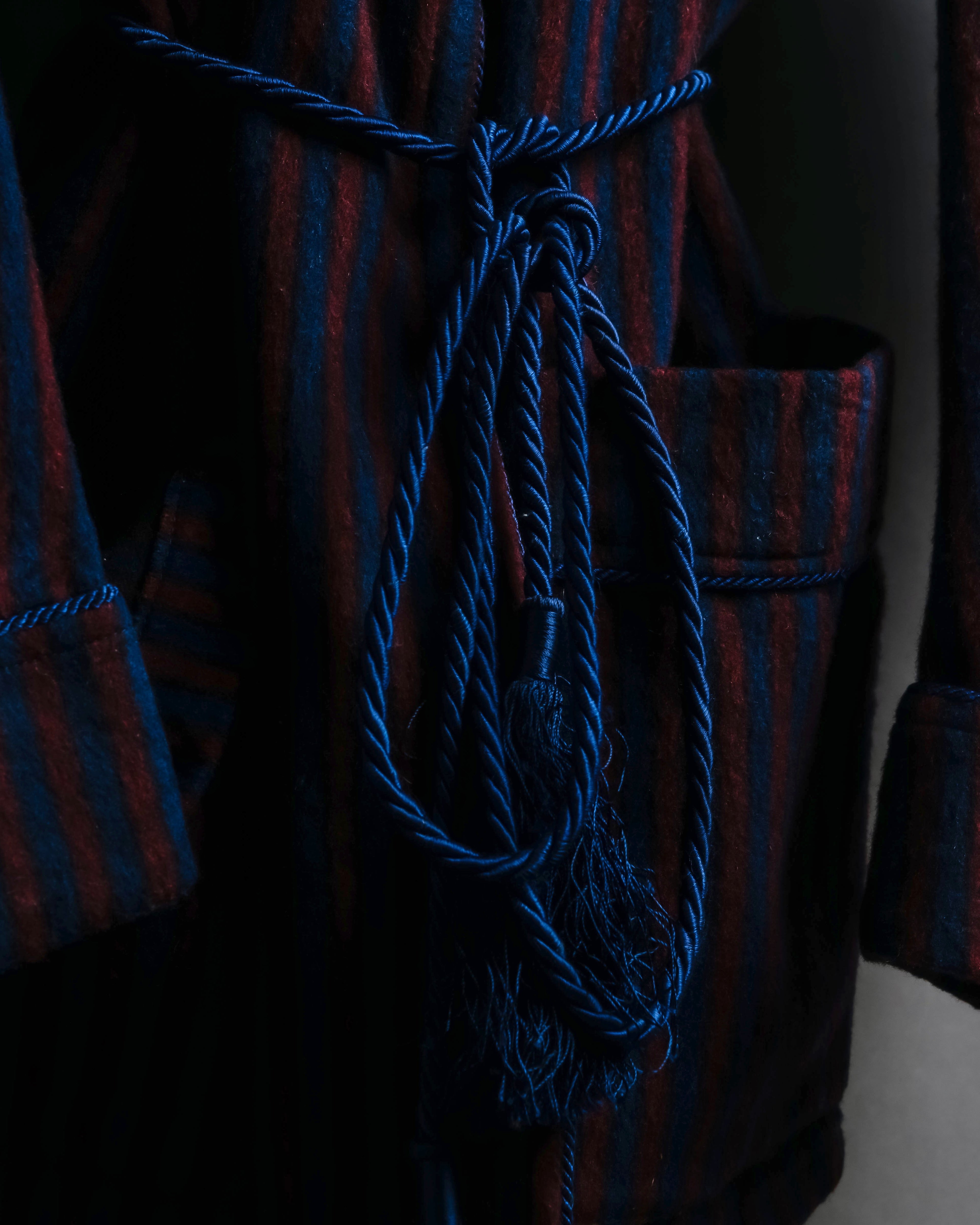 "Vintage striped waist belt design gown coat"