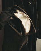 -SPECIAL- "GUCCI" 90's-00's Dark brown corduroy tailored chesterfield coat