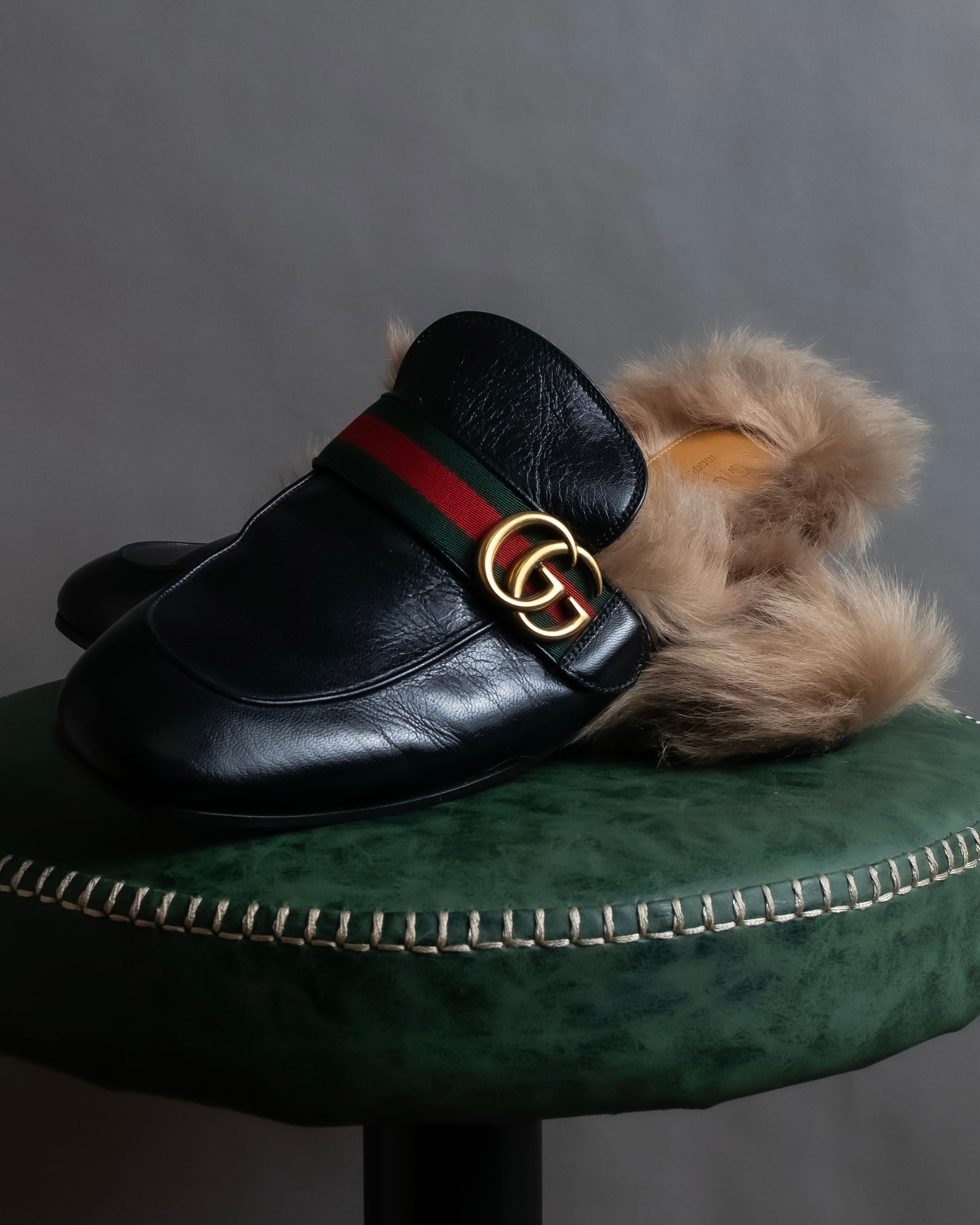 "GUCCI" GG logo design princetown loafers