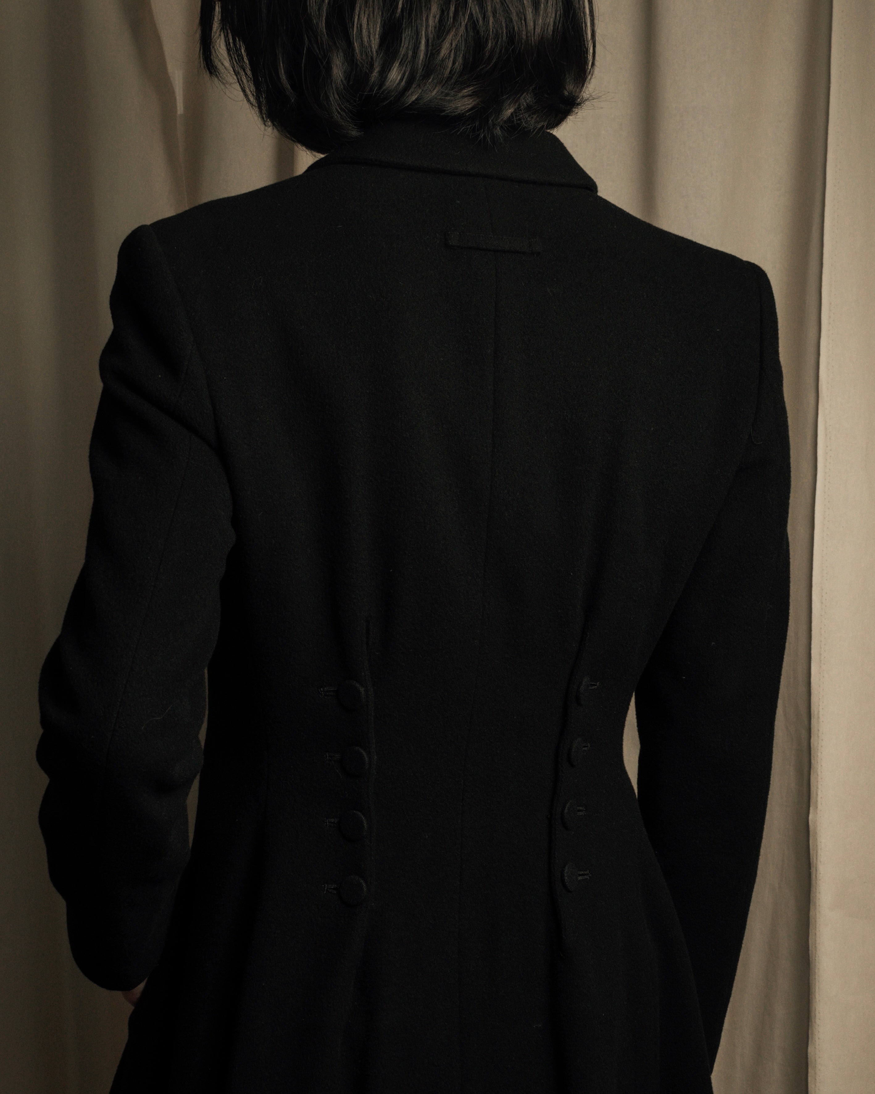 -SPECIAL- "JEAN PAUL GAULTIER"
 90's-00's Waist shape A-line silhouette black color super long coat