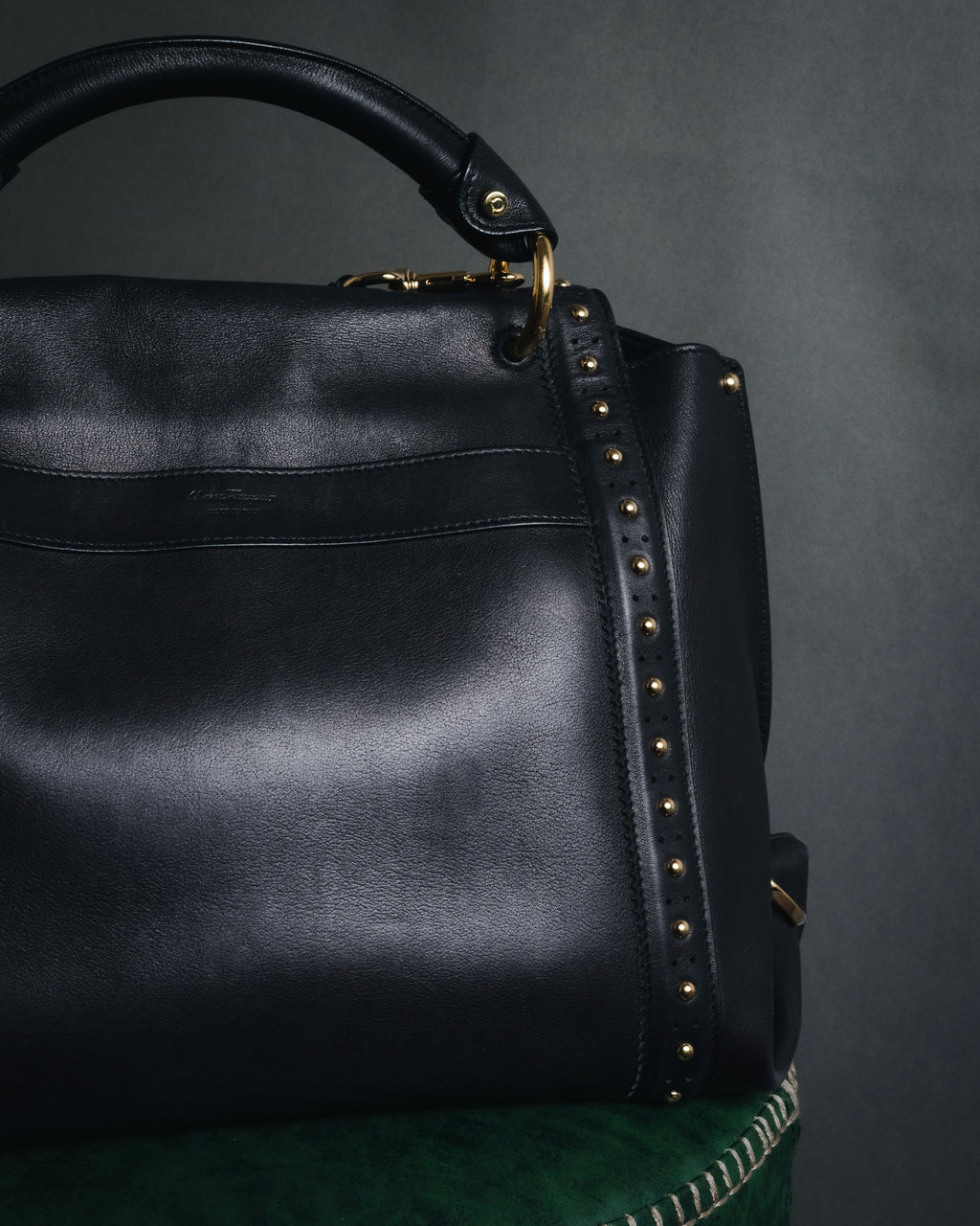 Salvatore Ferragamo Studded Gancini Top Handle Bag