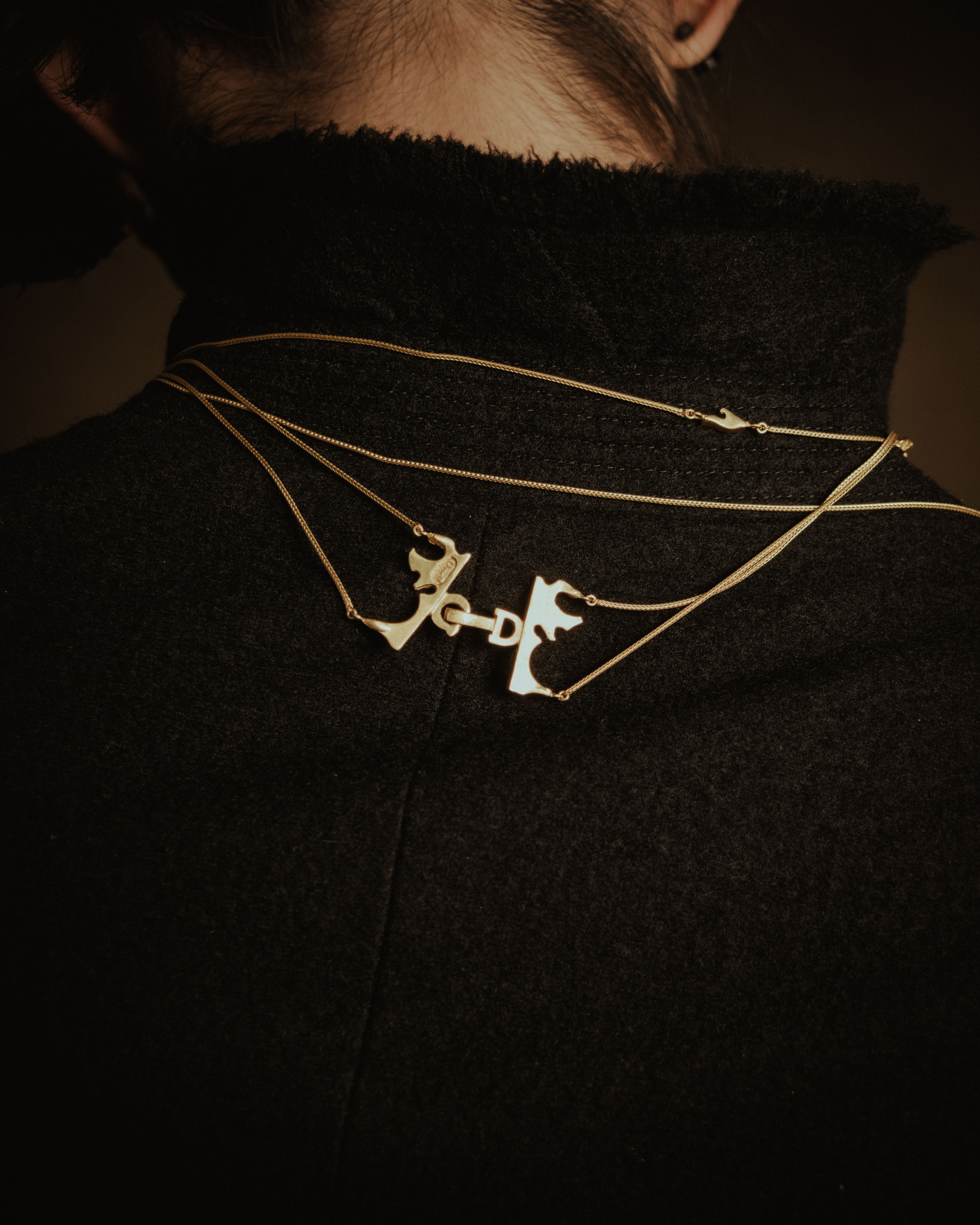 –SPECIAL– "Christian Dior" 2001-05’s Flaming D long station necklace