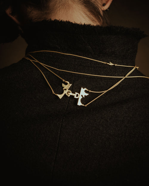 –SPECIAL– "Christian Dior" 2001-05’s Flaming D long station necklace