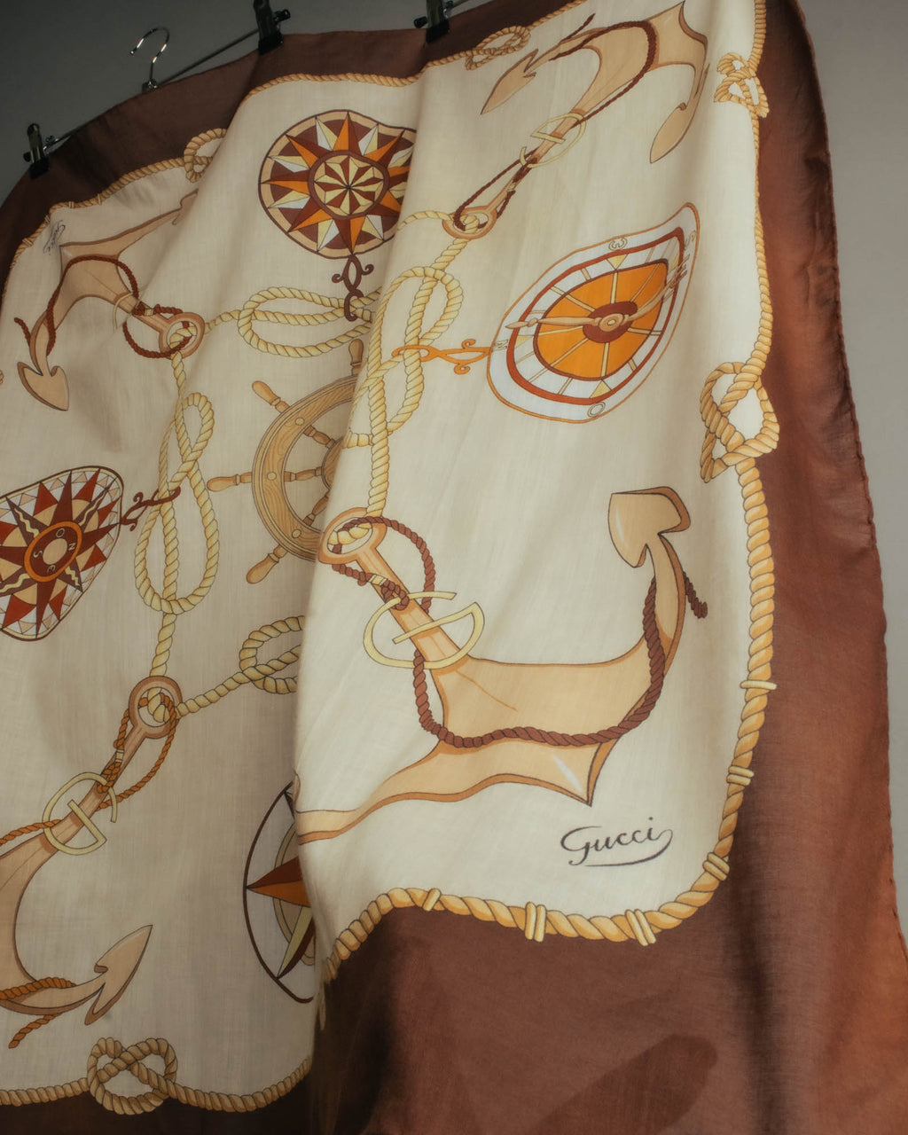 “GUCCI” 70’s-80’s nautical motif sheer scarf