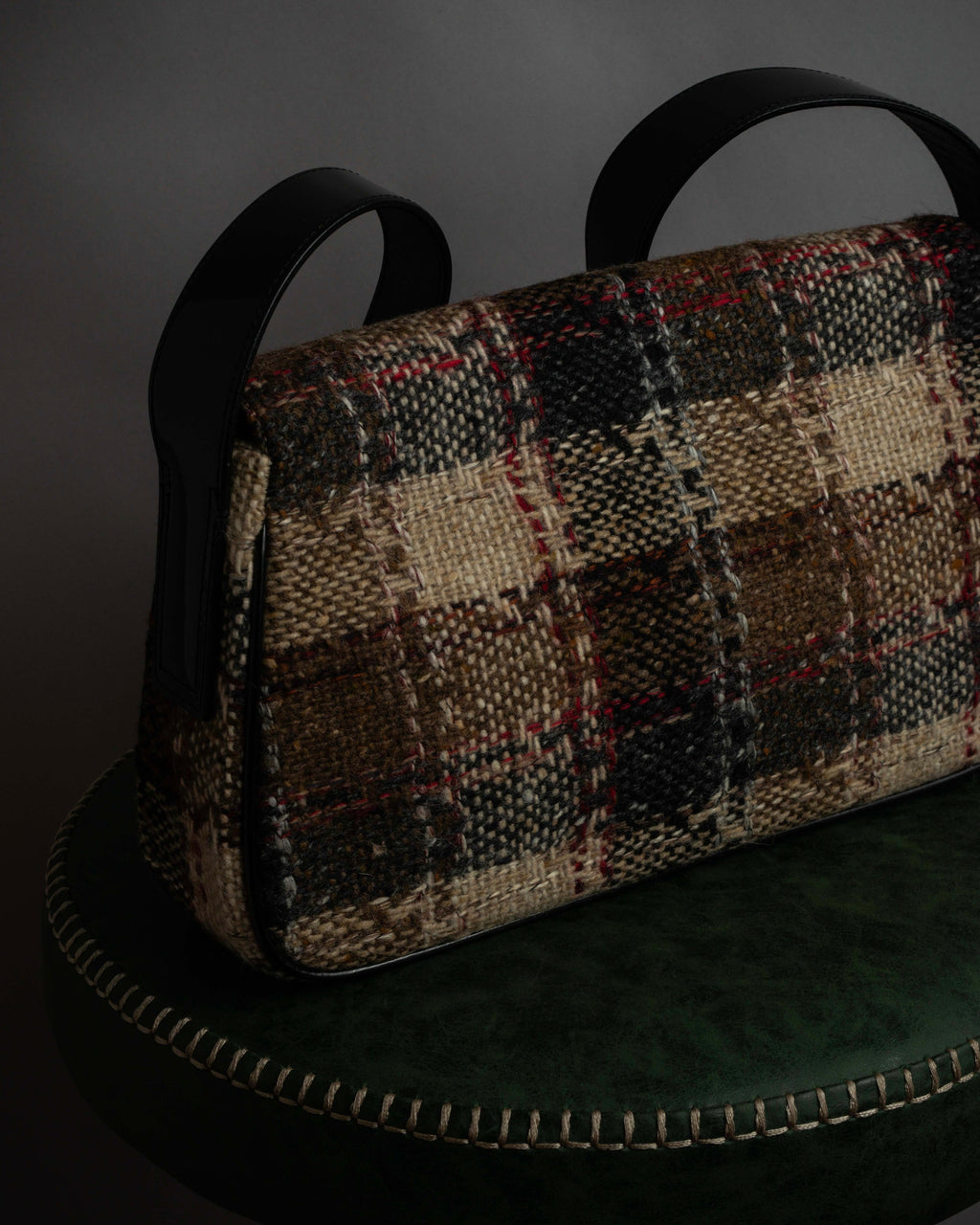 "BURBERRY" Combination leather design check pattern one-shoulder bag