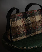 "BURBERRY" Combination leather design check pattern one-shoulder bag