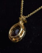 "Christian Dior" Teardrop garnet set gold necklace