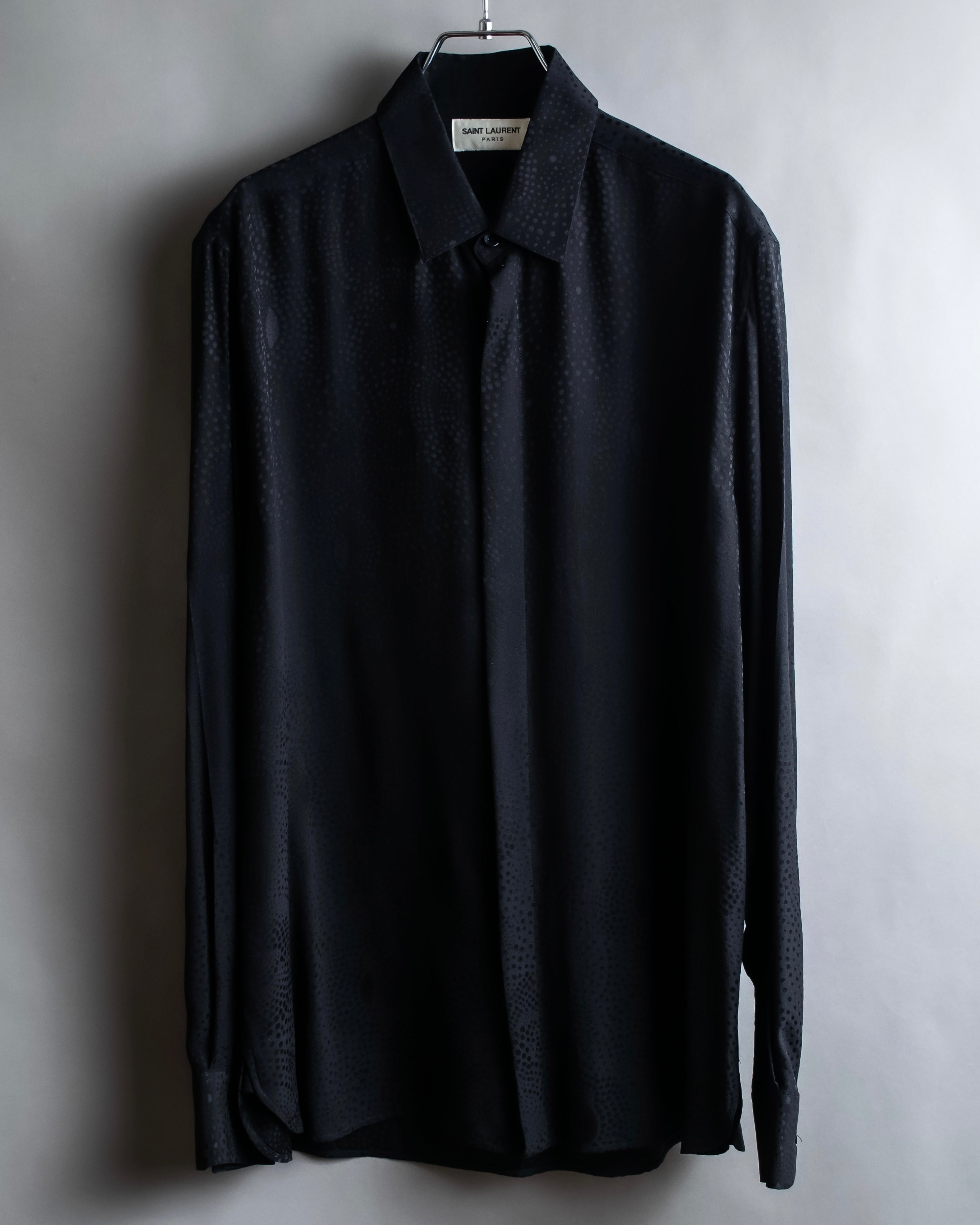 "Saint Laurent" Jacquard pattern silk satin shirt