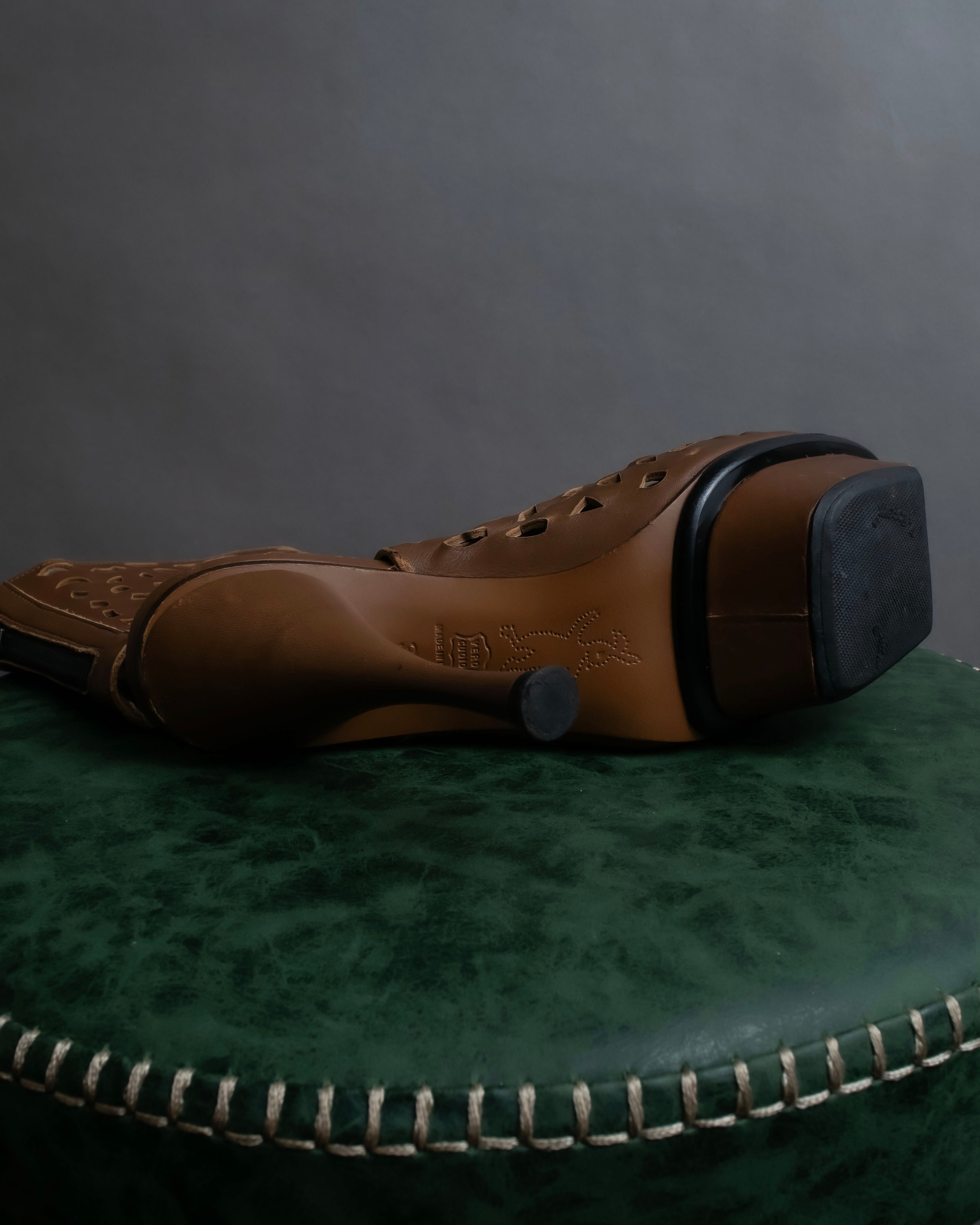 "MARNI" Geometric cut heel leather boots