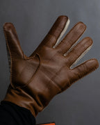 "HERMES" Dot perforation driving leather gloves