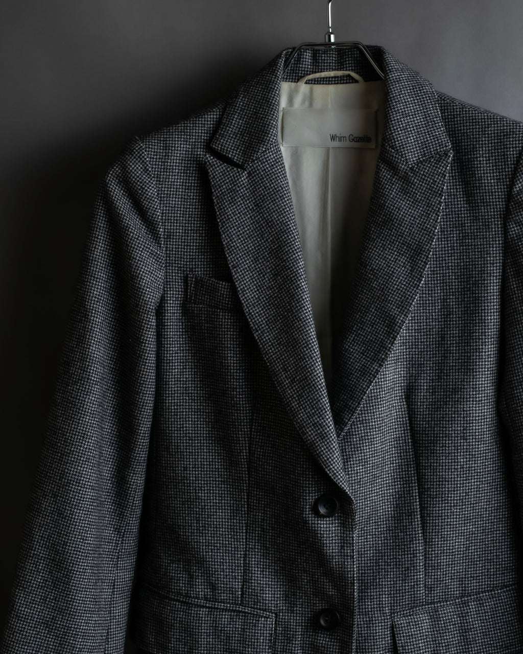 "Whim Gazette" Houndstooth pattern shaped tailored jacket