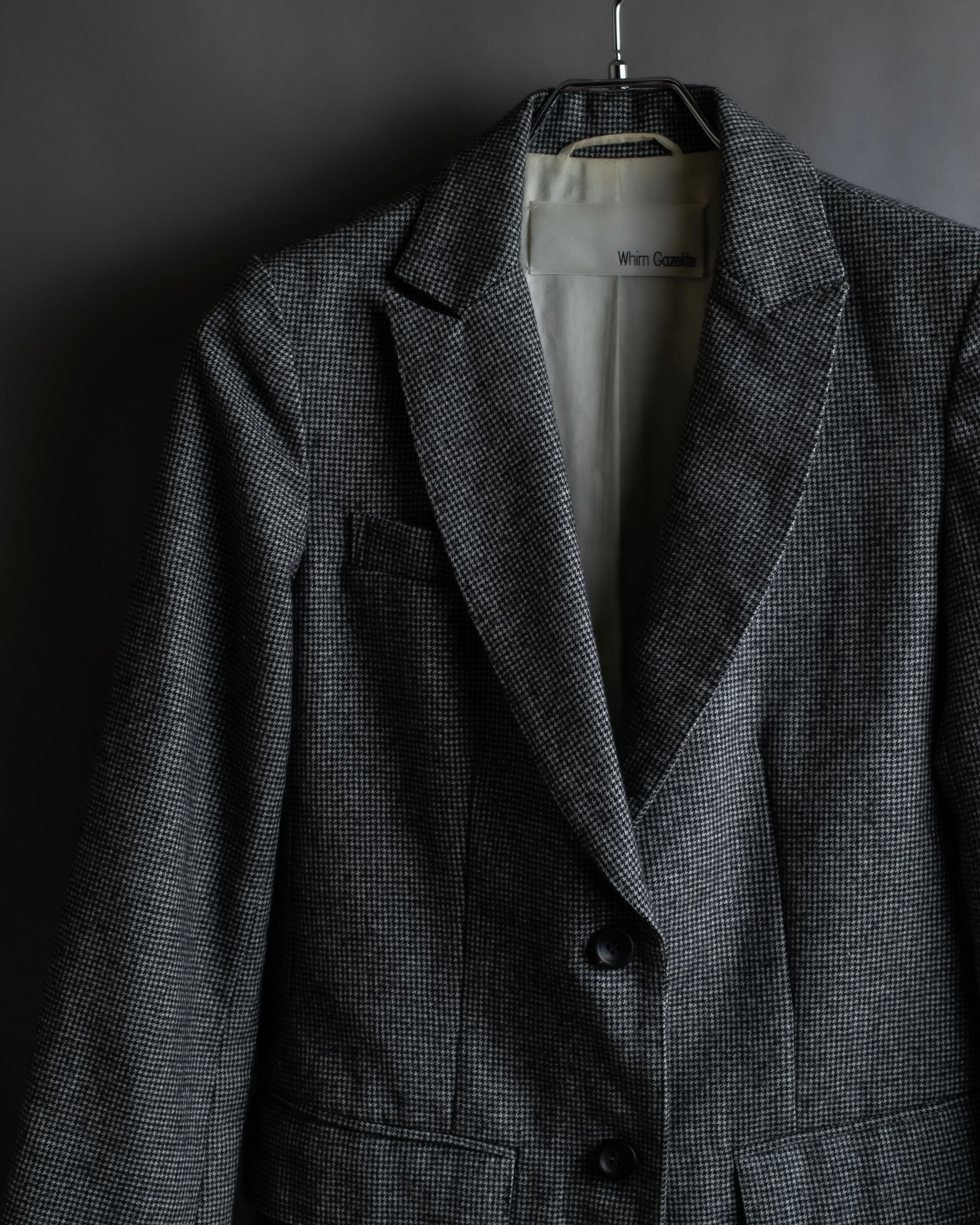 "Whim Gazette" Houndstooth pattern shaped tailored jacket