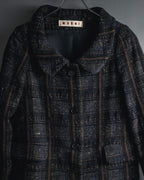"MARNI" 90’s-00’s Textured plaid wool blend coat
