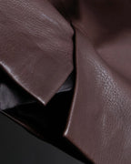 "Hermes by Gaultier" Round Pocket Wine Red Leather Skirt