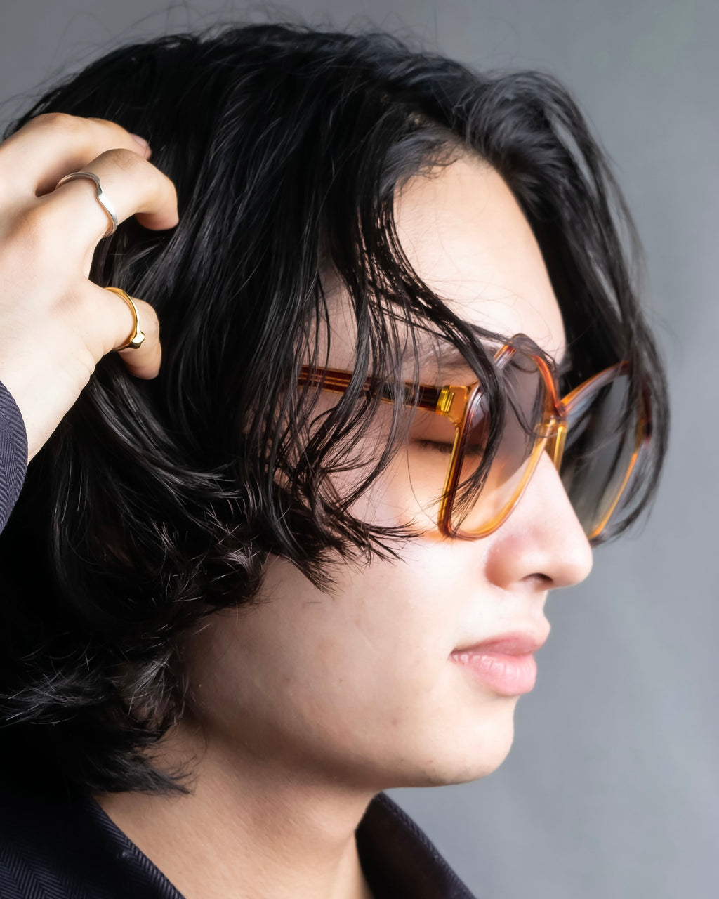 "Christian Dior" 80s optyl material pentagonal frame sunglasses