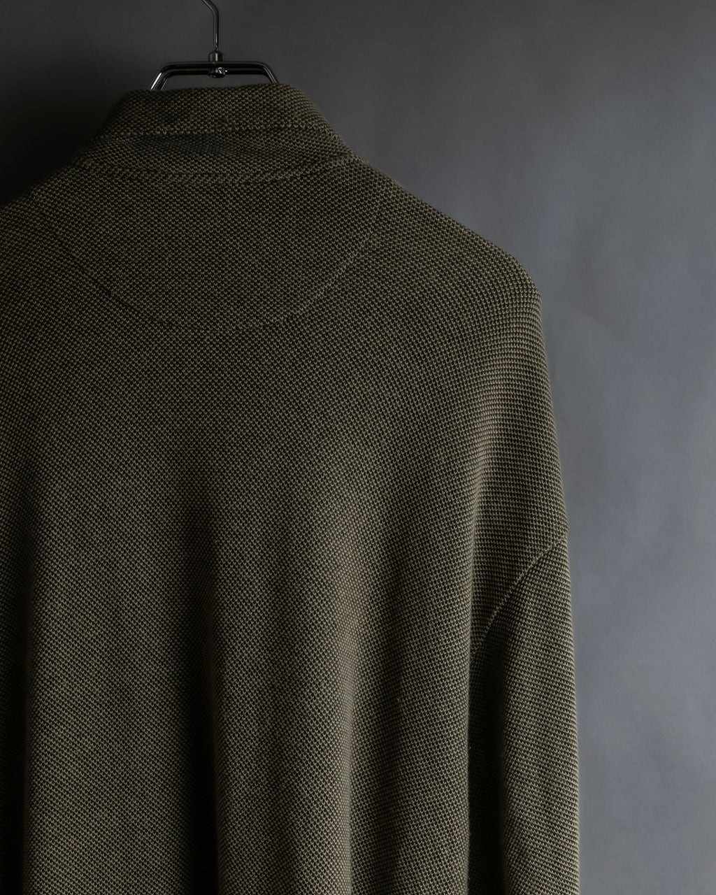 "Vintage herringbone long sleeve polo shirt"